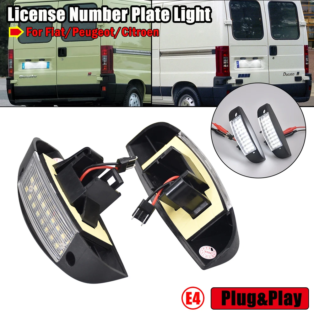 For Fiat Ducato Scudo Citroen Jumpy Peugeot Boxer 2PCS LED Number License Plate Lights Replace OE Number 1303499808
