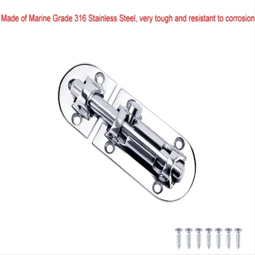 해양 등급 스테인리스 스틸 316 보트 배럴 볼트 캐비닛 문짝 래치 잠금 장치, 보트 요트 RV 문짝 창 하드웨어 액세서리 1x