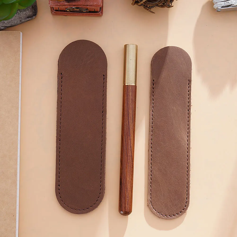 

Pen Case Portable Holder Pencil Bag Pouch Sleeve Soft Brown Fountain Storage Miss