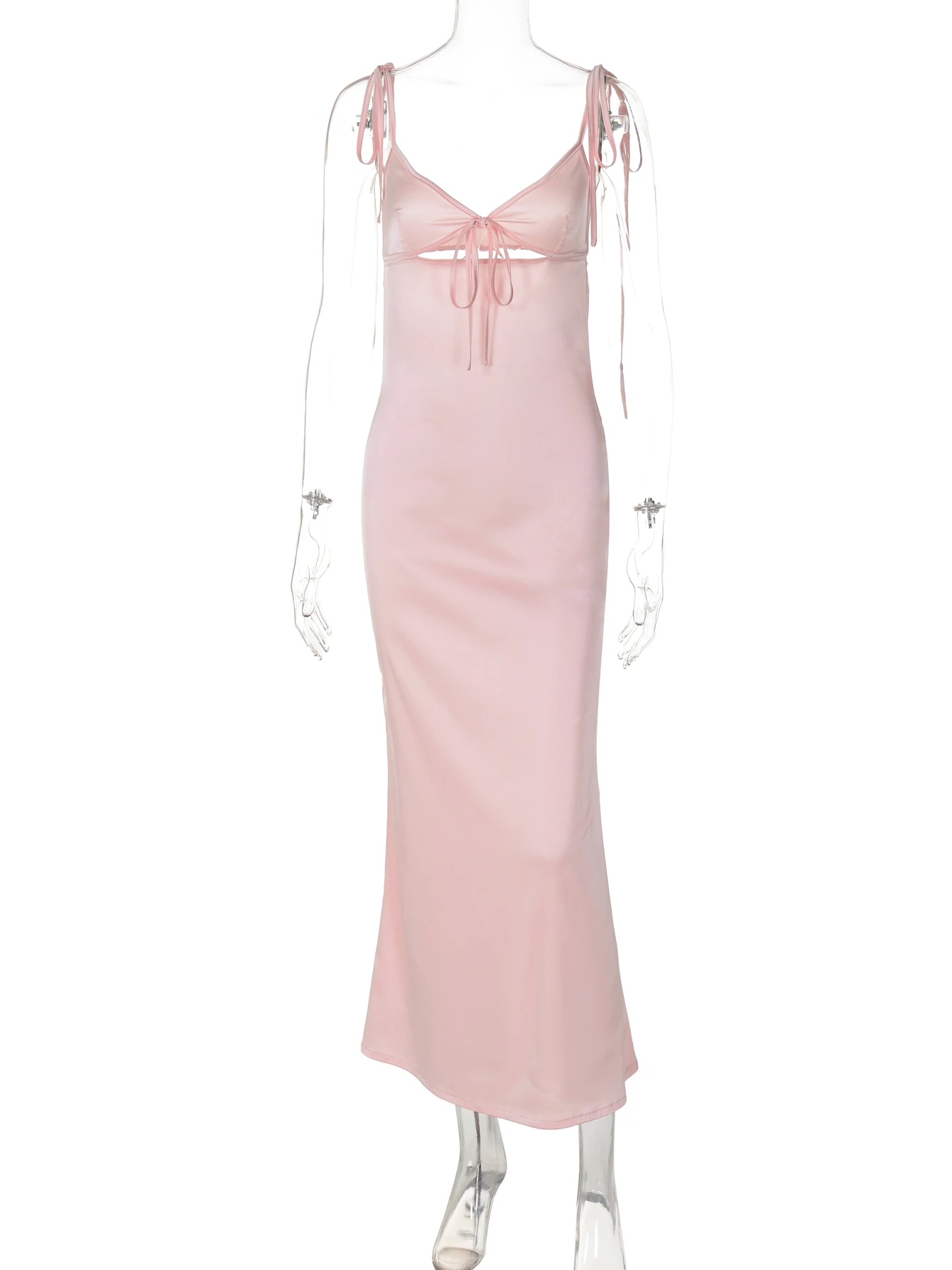 Backless Lace Up สปาเก็ตตี้ตัดออก Midi ชุดผู้หญิงคลับวันหยุดชุดราตรี Y2K เสื้อผ้า Drop Shipping