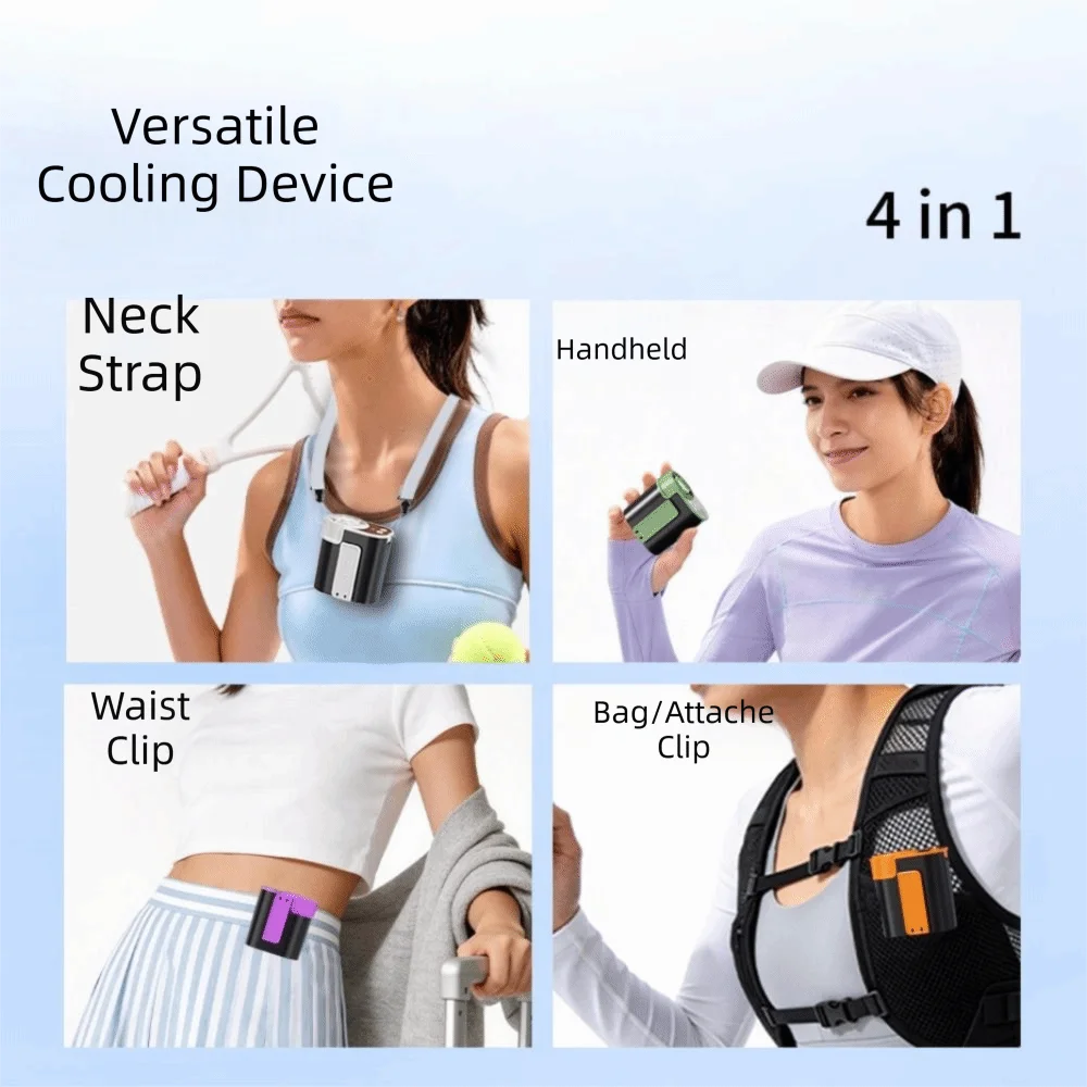 LED Display Waist Clip Fan High-Speed Dual Wearing Mini Cooling Fan Solid Clip Structure Strong Airflow Waist-mounted Fan