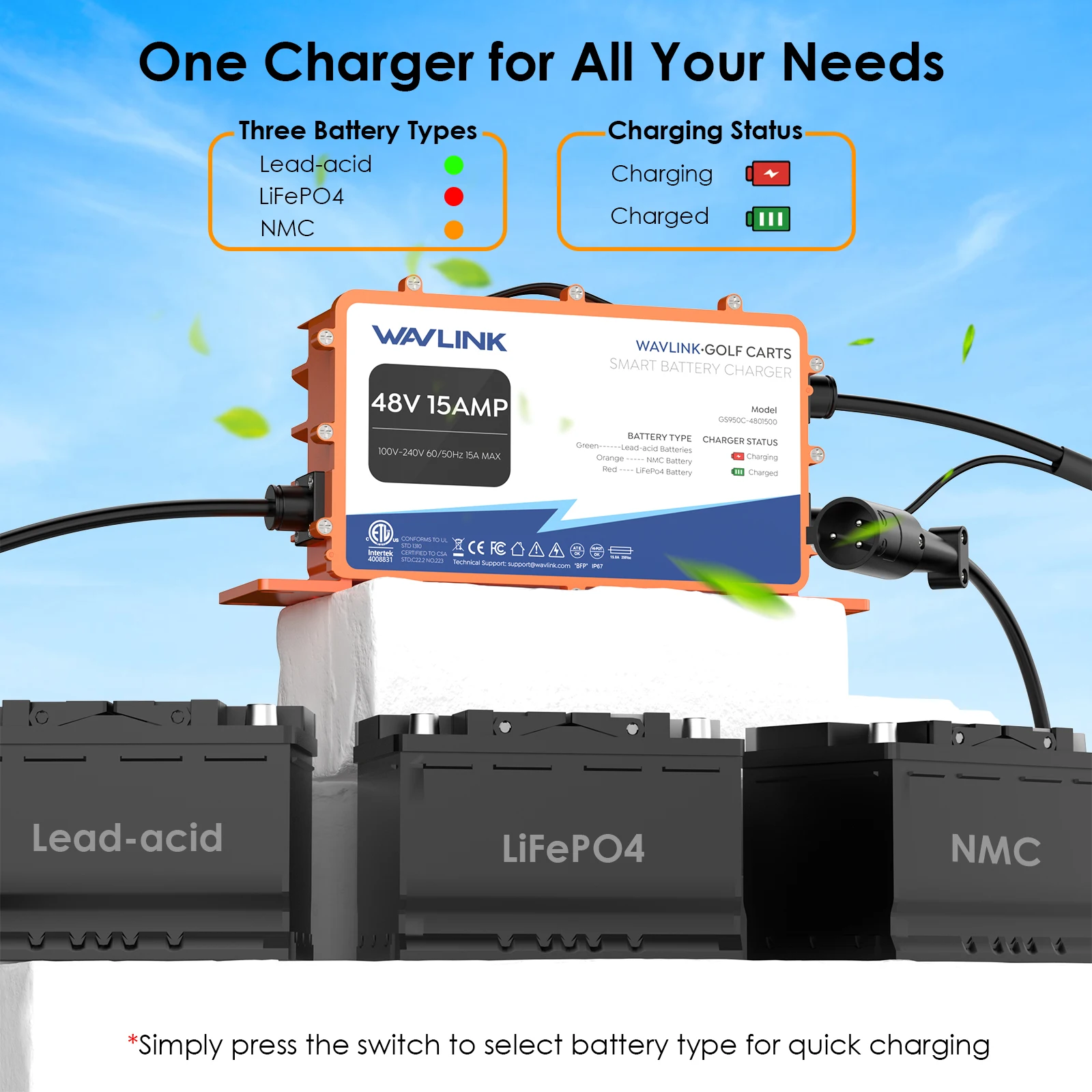 WAVLINK 골프 카트용 스마트 배터리 충전기 GS9 - Pwm Charge Controller 리뷰 및 가격