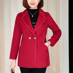 New Solid Color Simplicity Fashion Two-sided Woollen Overcoat Women Autumn Loose Elegant Long Sleeve Soft All-match Wool Blends