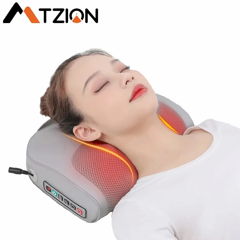 Massage Pillow Neck Massager Pillow for Abdomen,Legs,Waist with 3 Gear 20 heads Hot Compress,Kneading,Pain Relief,Massage Relax