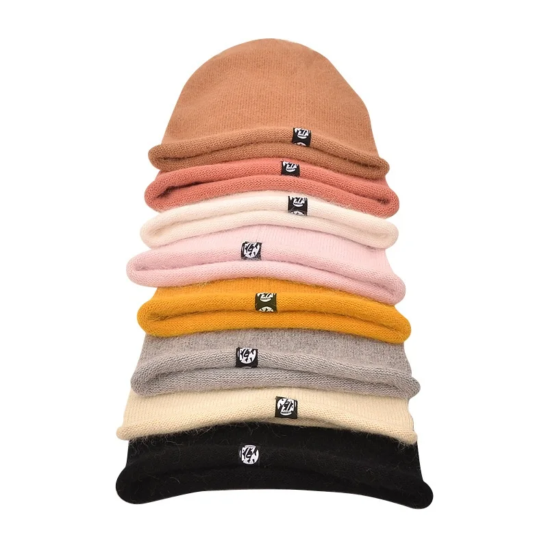 

Fashion 8 color Unisex Solid Color Rabbit Fur Cashmere Winter Hat For Woman New Beanies Man Female Warm Wool Skullies Cap Gift