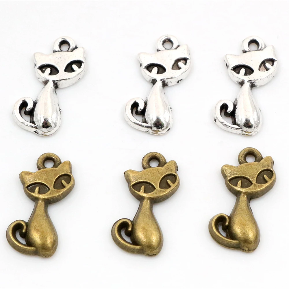 15 sztuk Charms kot lisa 17x9mm Antique Making wisiorek fit,Vintage tybetański z posrebrzanego brązu DIY bransoletka naszyjnik