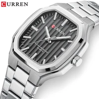 Relojes CURREN de acero inoxidable para hombre de la mejor marca con punteros luminosos, reloj de pulsera de cuarzo resistente al agua con esfera cuadrada de negocios clásica