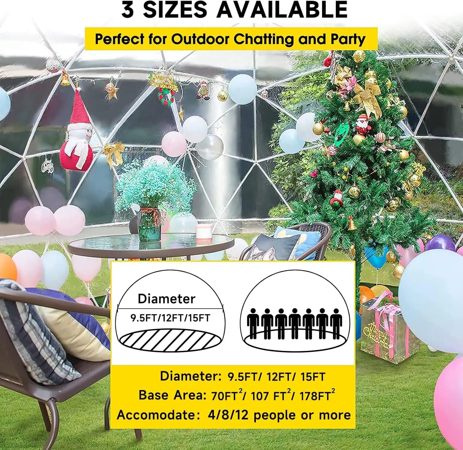 15 * 9.5 ft PVC Dome Tents Upgraded Geodesic Dome Greenhouse, Weatherproof Greenhouse Garden Bubble Tent,