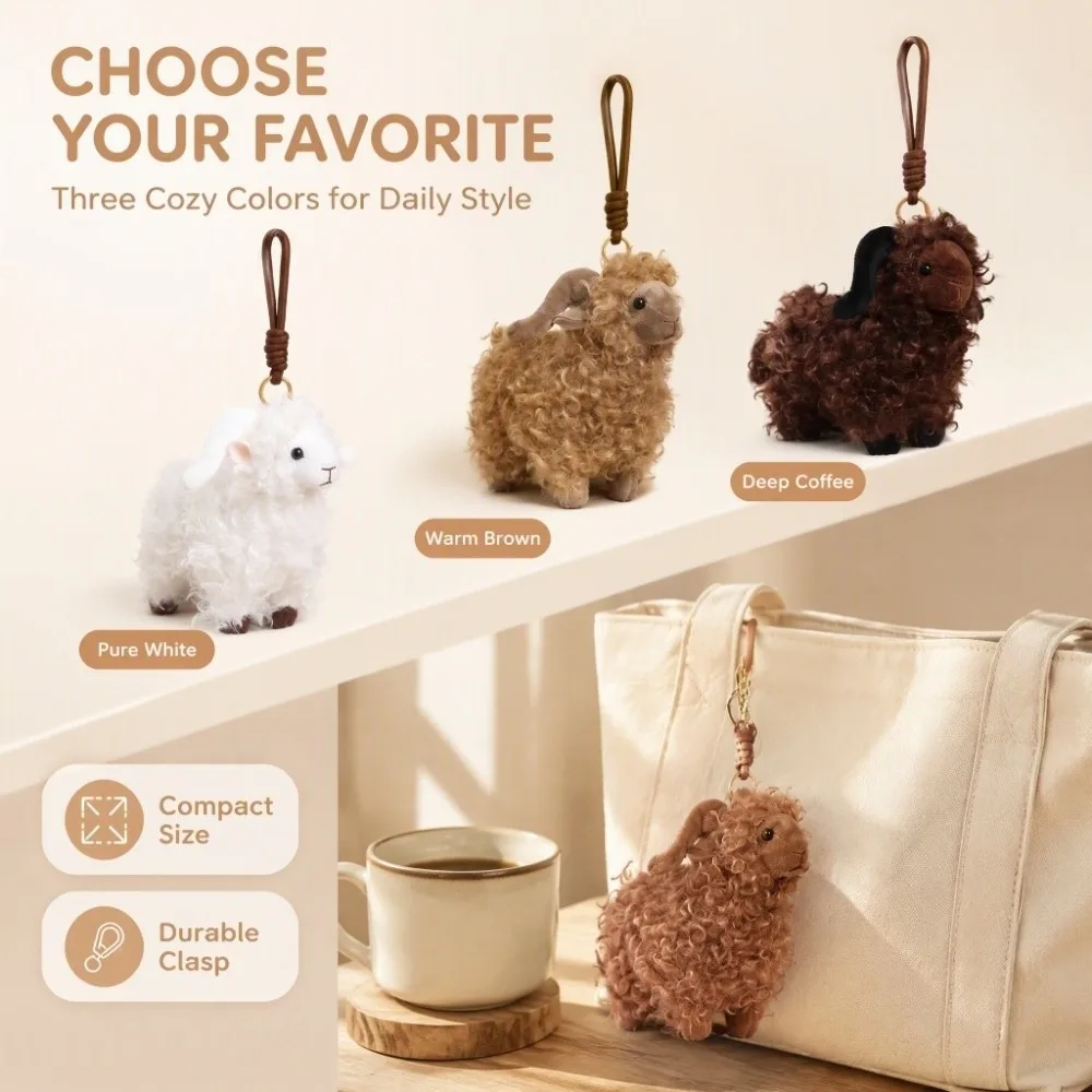 Novelty Fluffy Sheep Pendant Soft Curly Wool Keychain Cartoon Creative Bag Charm Daily