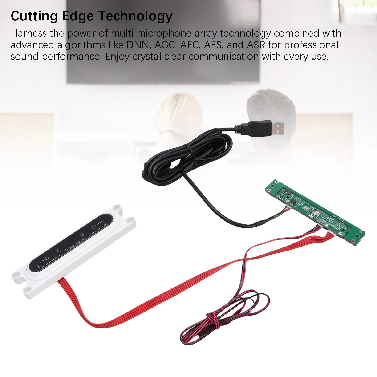 جزءا لا يتجزأ من 4 صفائف ميكروفون متعدد الاتجاهات قابل للتعديل قوس آلة التعرف على الكلام الأبيض جزءا لا يتجزأ من ميكروفون متعدد الاتجاهات
