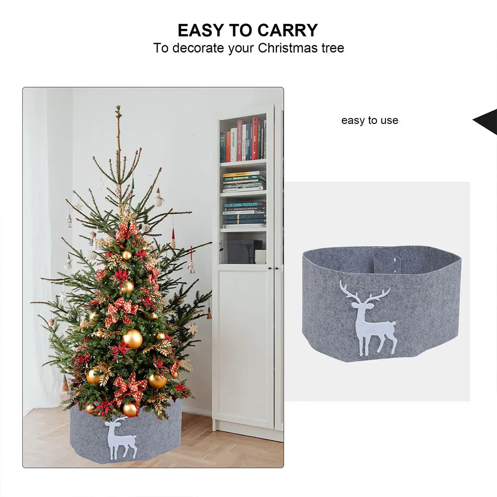 

Christmas Tree Skirt Elk Pattern Soft Texture Xmas Tree Base Cover Home Decoration Floor Mat Xmas Party Ornament