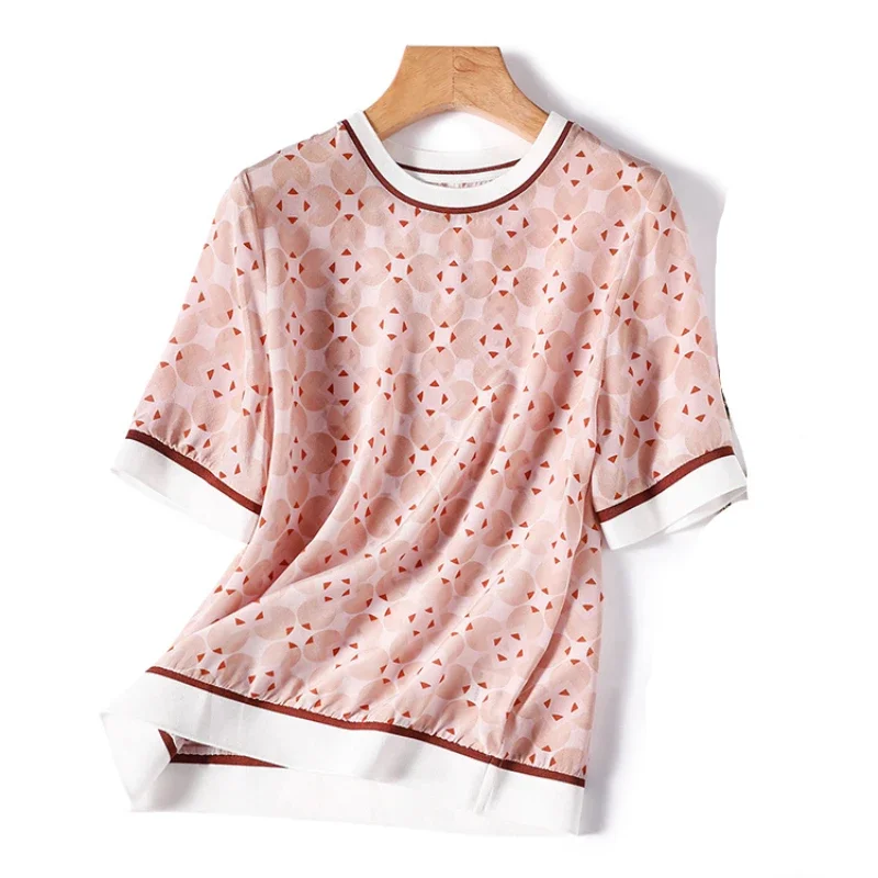 Satin Vintage Damen T-Shirt Sommer drucke T-Shirts Kurzarm Loose Fit O-Necks Kleidung Verkauf