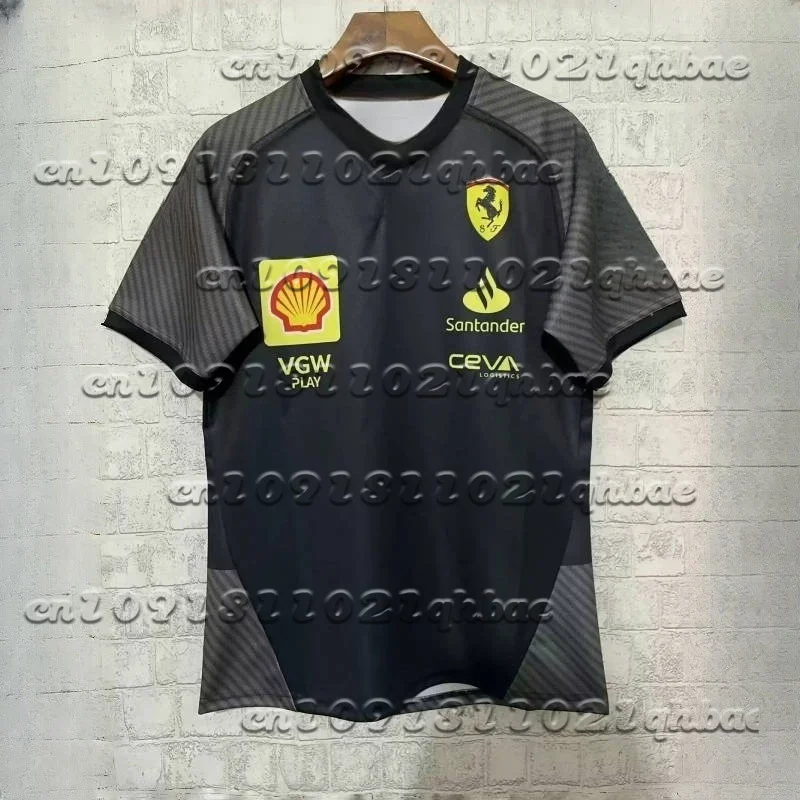 

2025 New F1 Racing Suit Black Gold T-shirt Team Short Sleeved Quick Drying Summer Breathable Round Neck Men's Custom Top