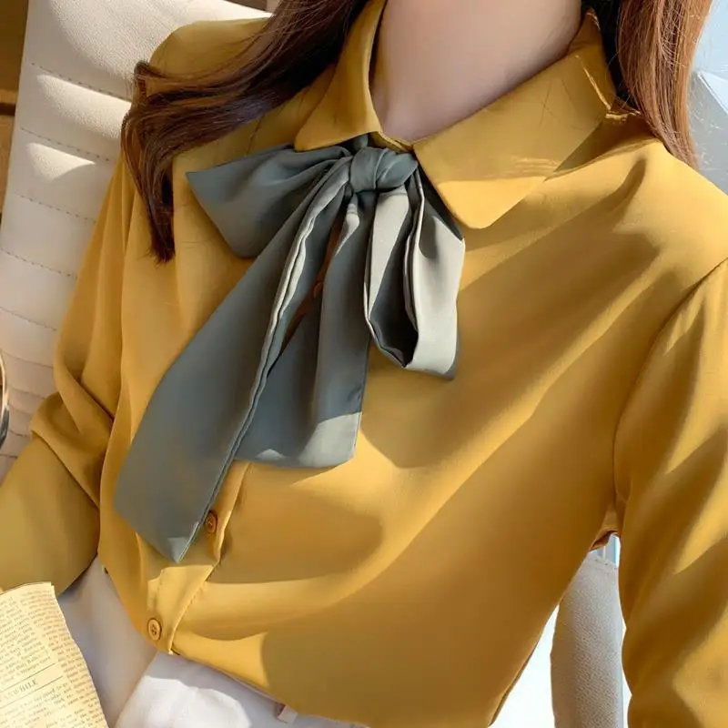 2024 Spring New College Style Shirt for Female Students Long Sleeve Japanese Bow Shirt Slim and Versatile Top for Women