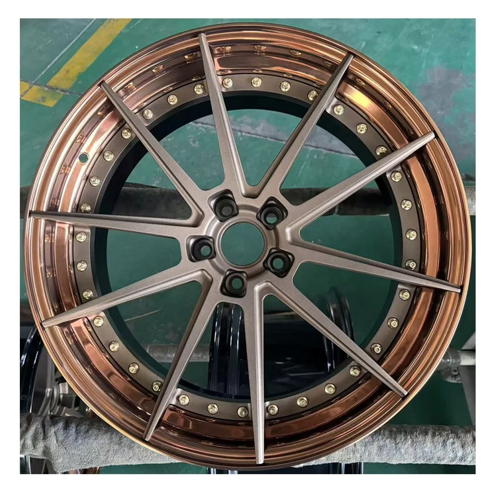 

19 20 21 22 Inch 6061-T6 Alloy Racing Car Wheel Custom Polished Rose Gold Lip 2 Piece Forged Alloy Passenger Car Wheels