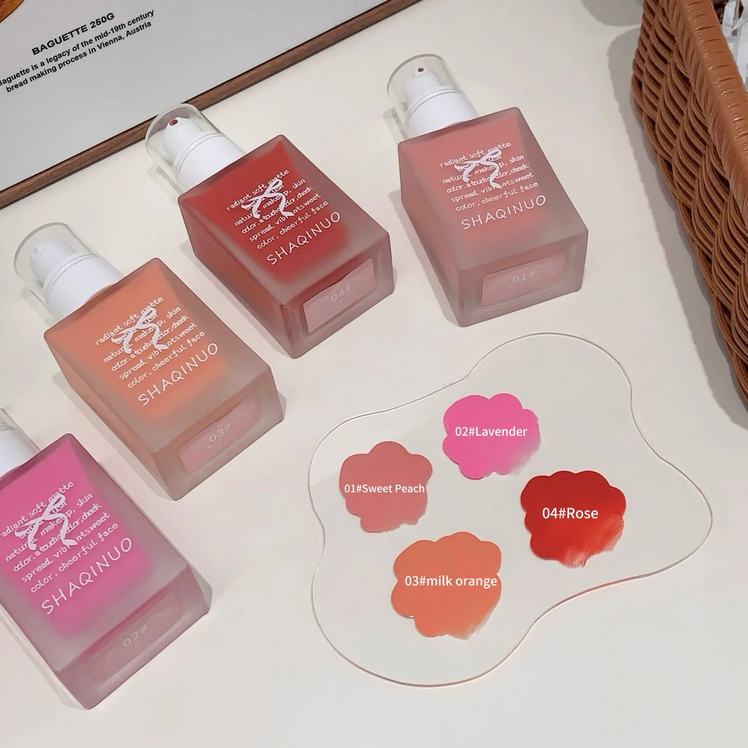 Vier kleuren vitaliteit Vloeibare Blush Hydraterend en gemakkelijk aan te brengen Face Rouge Cheek Makeup Blush