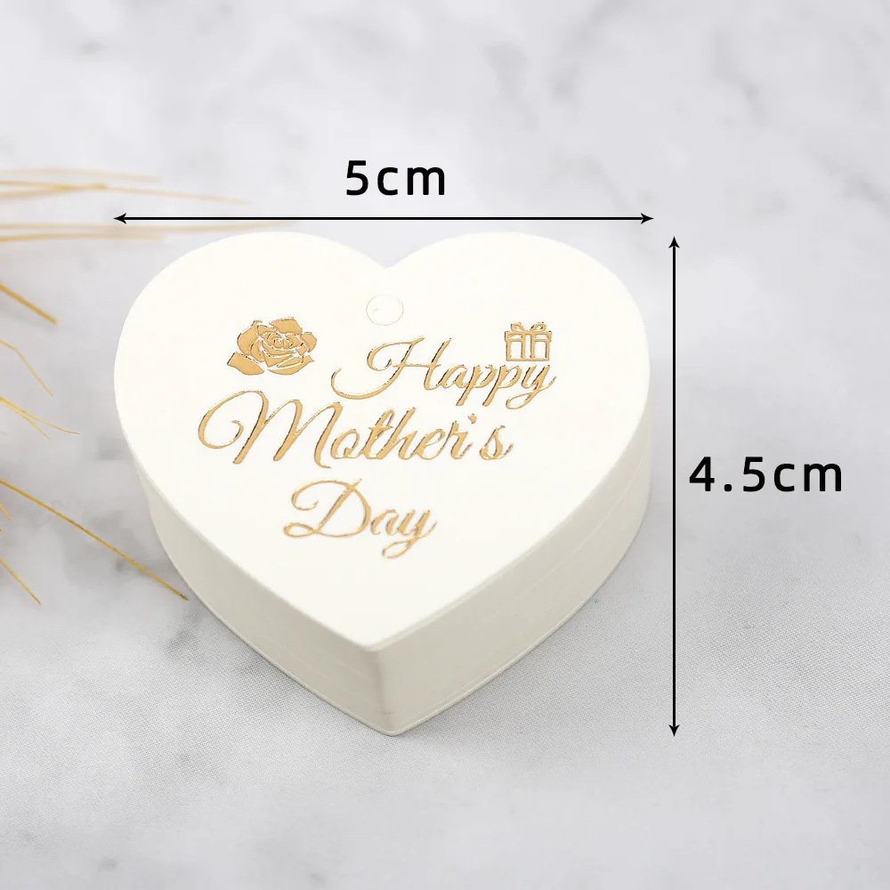 Bronzing Gift Tags for Happy Mothers Day Round Heart Shaped White Red Paper Tags To Mom Mother Mommy Present Packaging Supplies