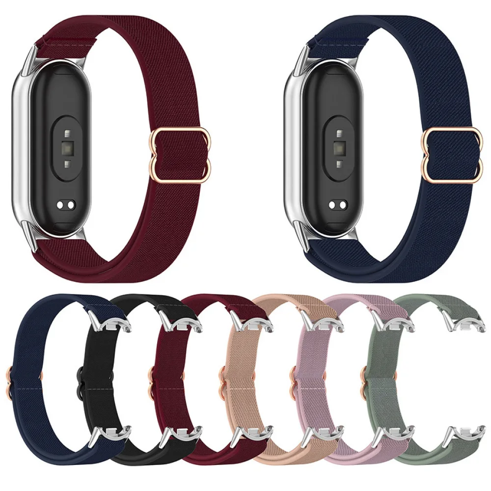 1pc 弾性ナイロン編み時計ストラップ コネクタ付き MI バンド 9/9 NFC/9 セラミック特別版/8/8 NFC 用