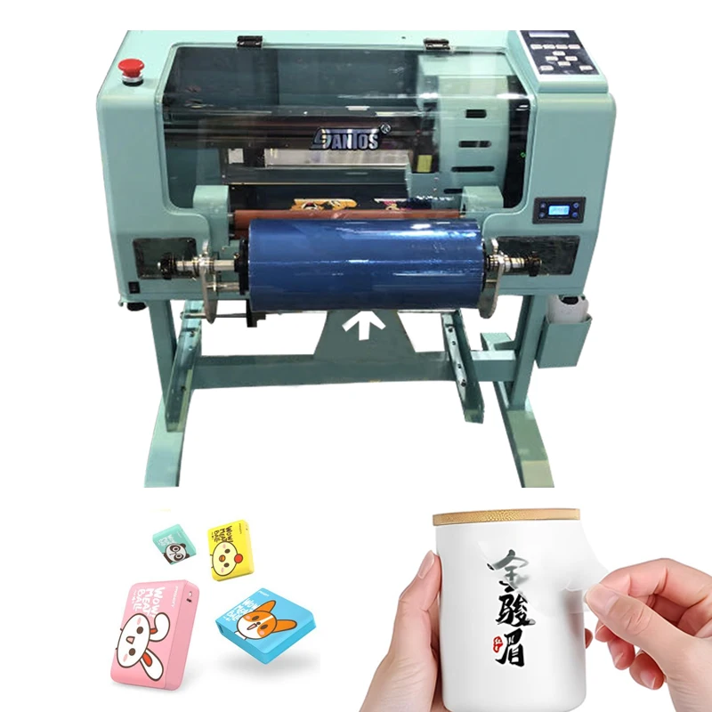 

Double sides 320mm size printing machine cmyk white color multicolor uv crystal sticker printer single DX7 head for gift box