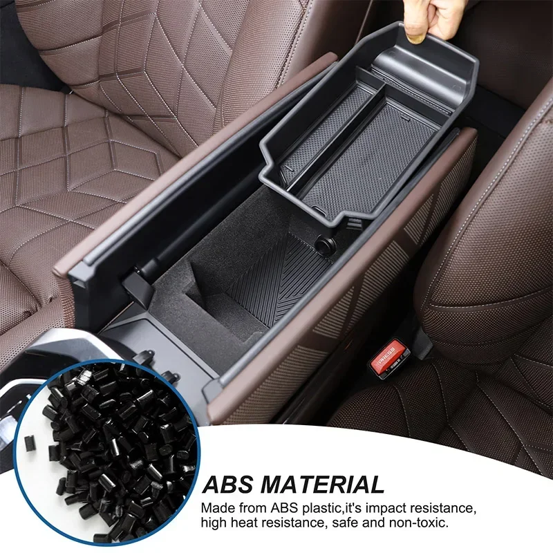 

For BMW 7 Series G70 2023-2024 ABS Black Car Central Control Armrest Box Storage Box Car Interior Accessories