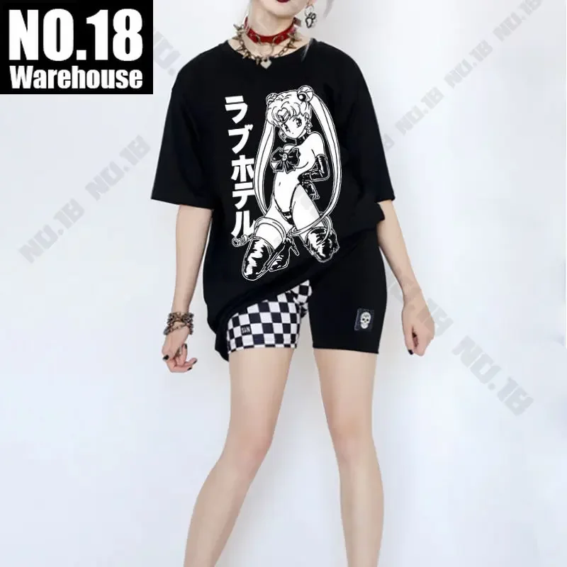 Camiseta gótica Vintage de Anime para Hombre, camiseta Hentai de algodón, pantalón corto informal para Hombre, camiseta de Manga Euphoria, ropa para Hombre, camiseta de Manga Hentai