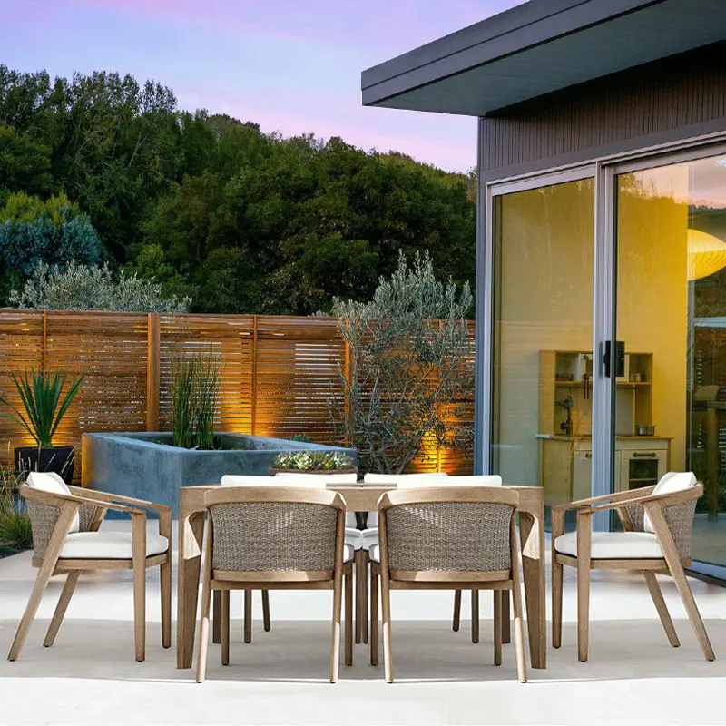 Manufacturer's Luxury Modern Teak Wood Outdoor Table and Chair Set Modular for Hotels for Living Room Use