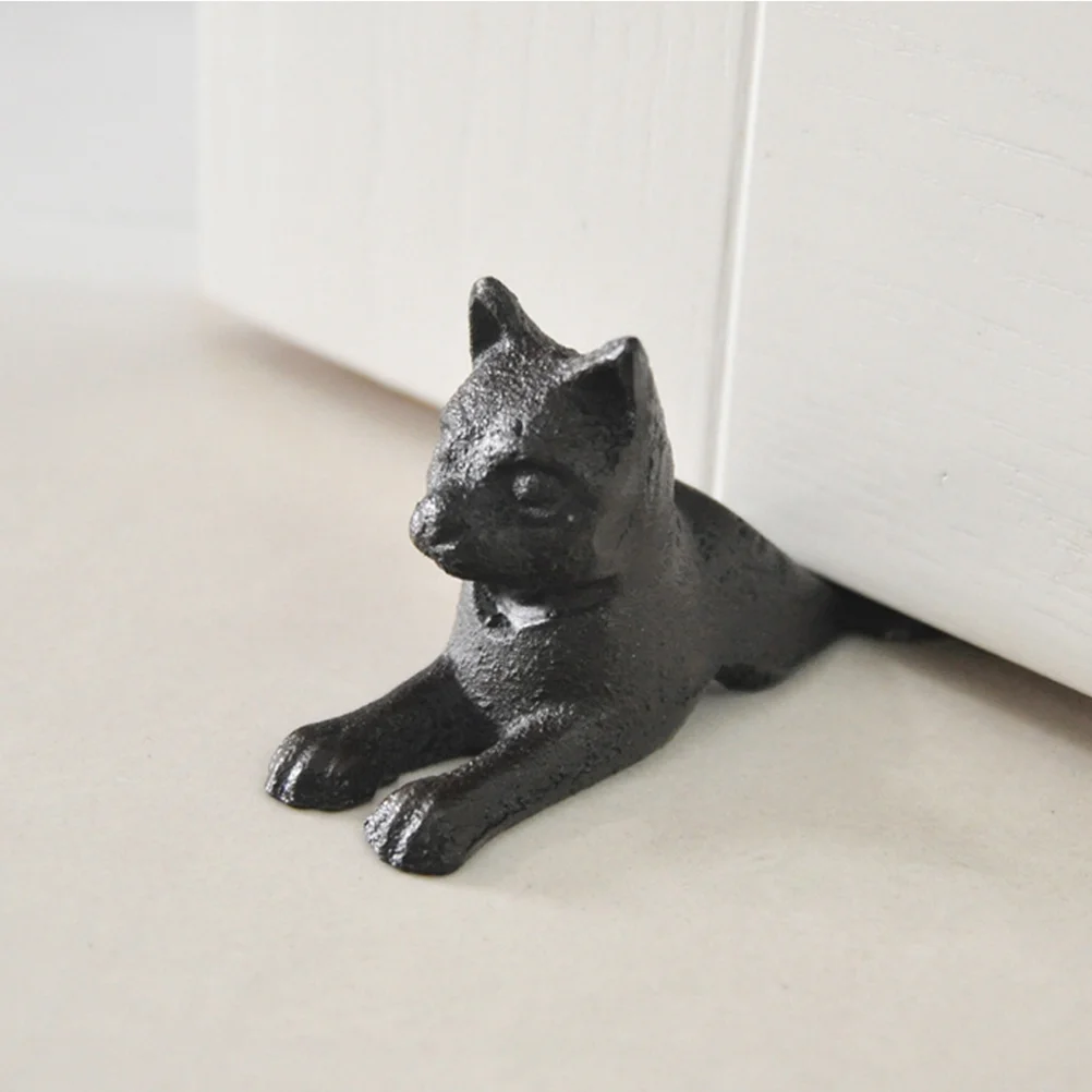 Cast Iron Cat Door Stop Vintage Stoppers Decor Floor Nail Free Wall Protector Plug Anti-collision Supply