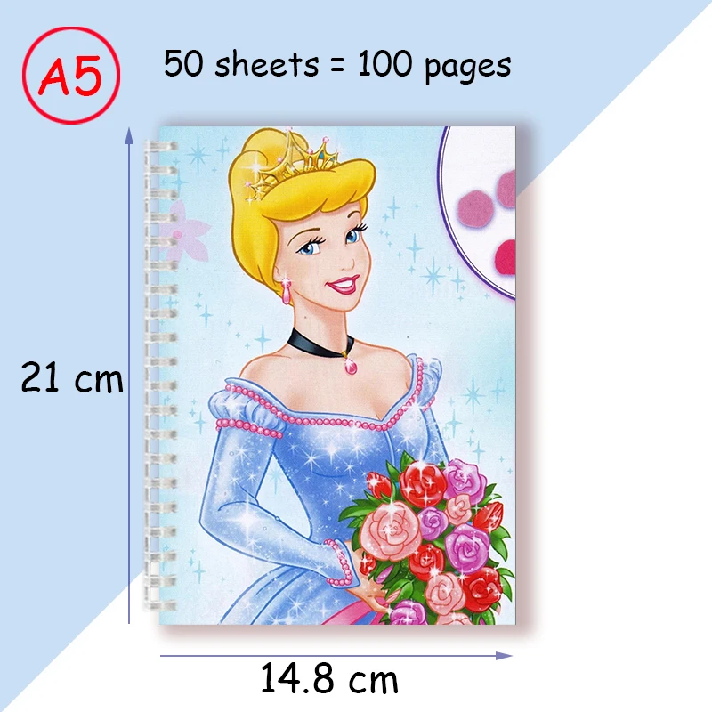 A5 Spiral Notebook Note Book Disney Princess Alice Snow White Belle Cinderella Dress Writing Pad Memo For Fans Gifts Cosplay