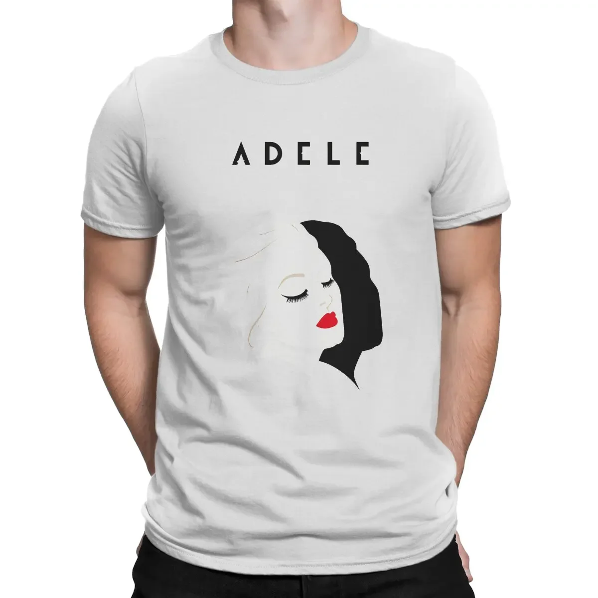 A-Adele Singer Creative TShirt for Men Cartoon Round Neck Basic T Shirt Distinctive Birthday Gifts Streetwear