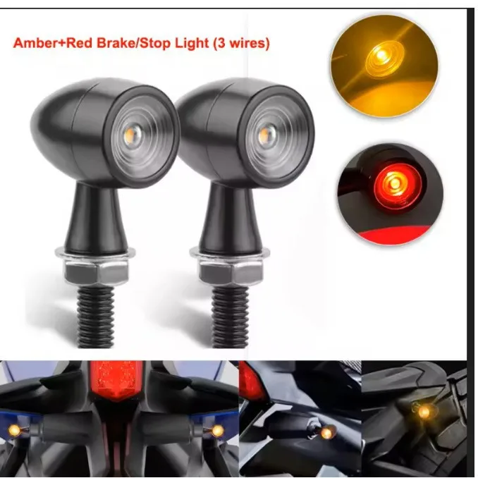 

Светодиодный указатель поворота для мотоцикла, металлический ретро, маленький указатель поворота, внедорожник, мини-двухцветный индикатор, сигнальная лампа