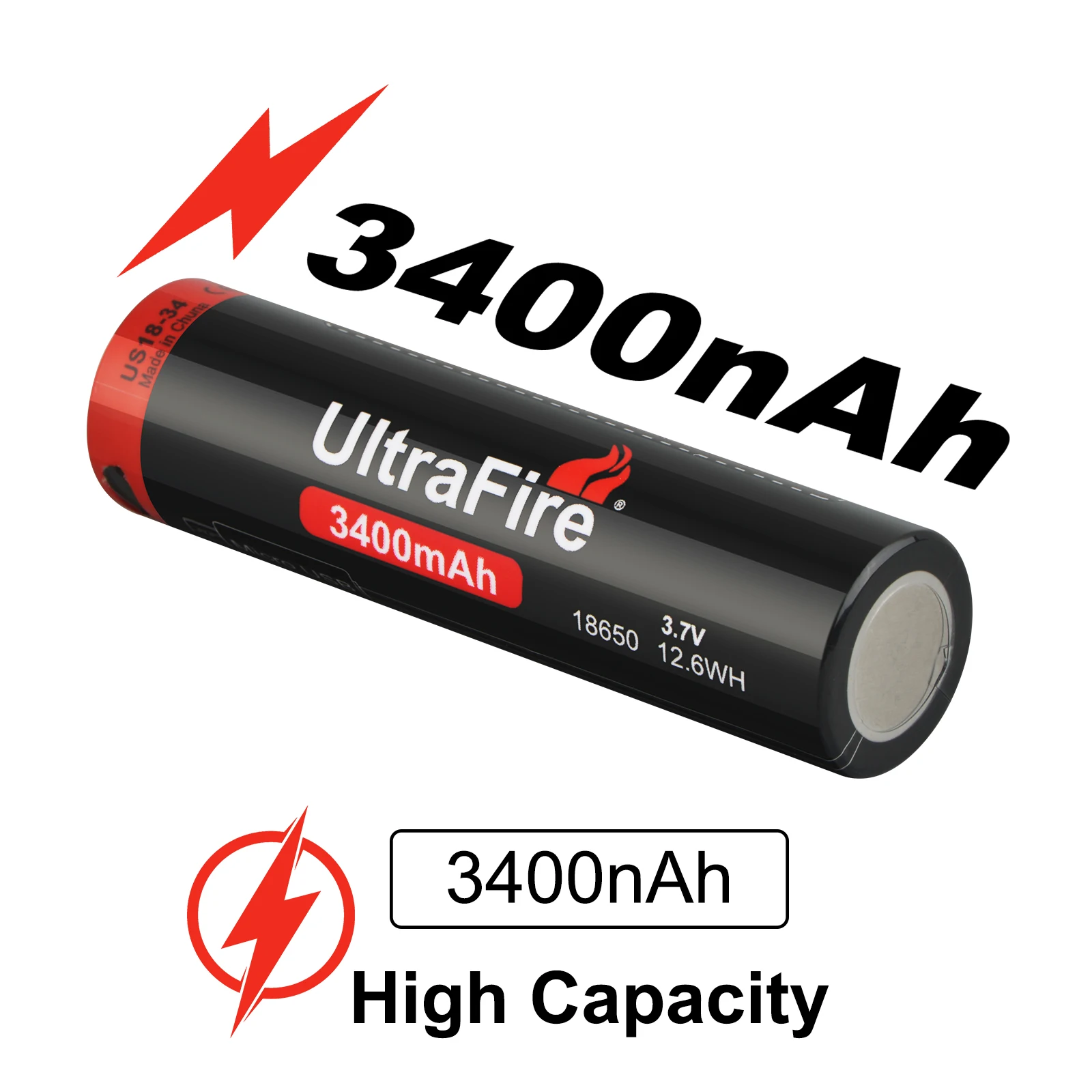 UltraFire 100% oryginalna bateria 3.7V 18650 3400mAh litowo-jonowe akumulatory USB do latarki zabawki z PCB