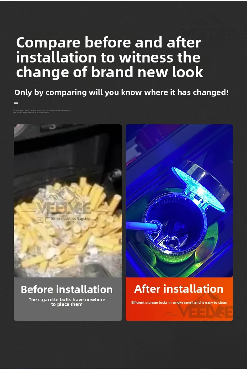 مناسبة لسيارة Land Rover New Defender مع ملحقات داخلية للسيارة خفيفة ومعدنية مبتكرة مضادة للرماد المطلي