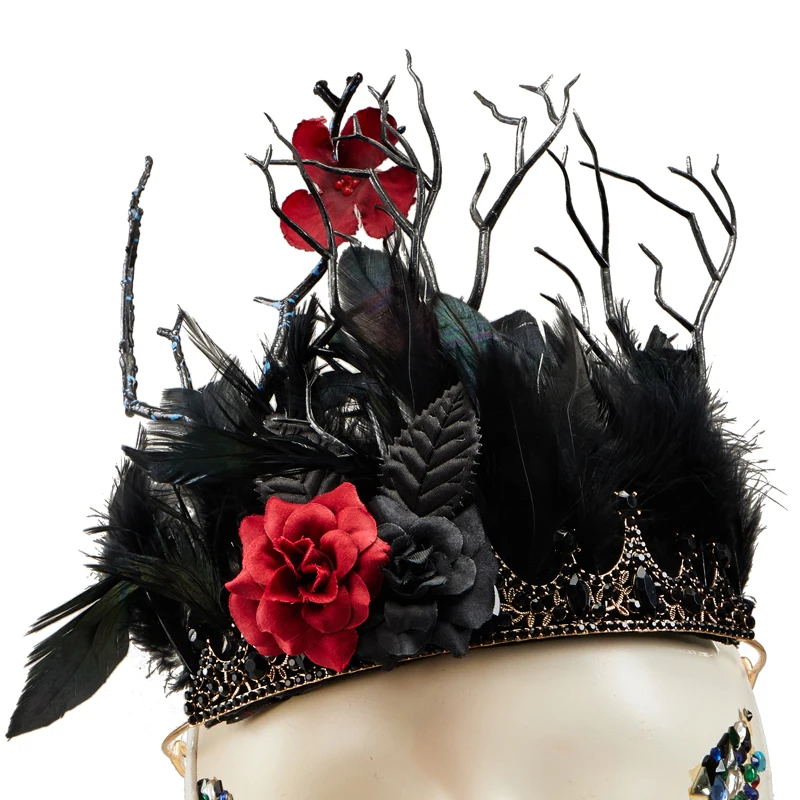 Baroque Crown Tiaras Vintage Retro Tree Branch Flowers Headband Gothic Halloween Masquerade Pricess Witch Browns Hair Accessory