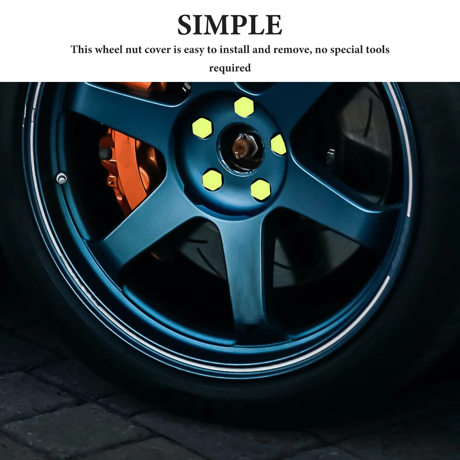 

20 Pcs Luminous Screw Cap Hub Nut Covers Car Wheel Yellow Automobile Accessories