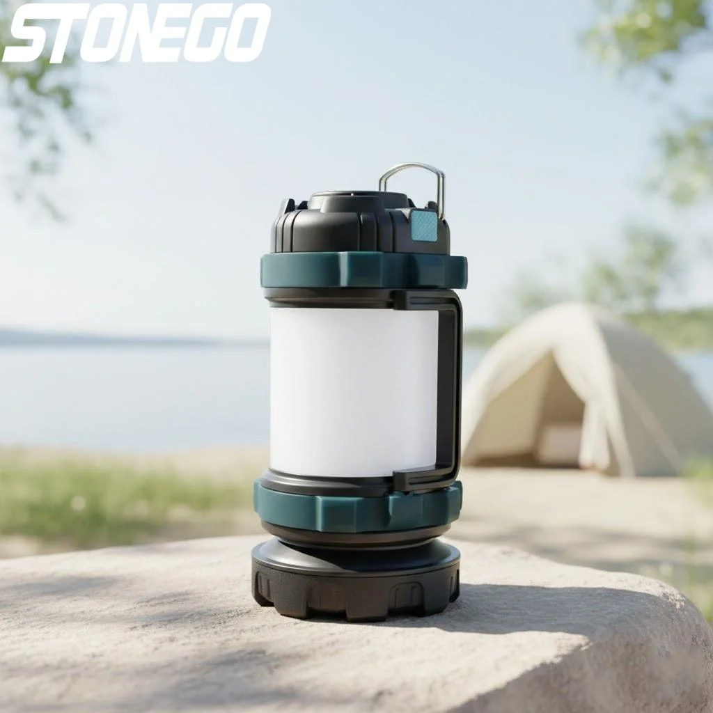 LED Portable Camping Lantern USB Rechargeable Flashlight with Power Indicator Built in Power Bank for Outdoor Hiking Camping