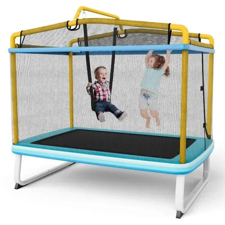 

6-16ft Rectangular Toddler Trampoline With Swing Safety Fence Net For 3-8 Years Old 2026