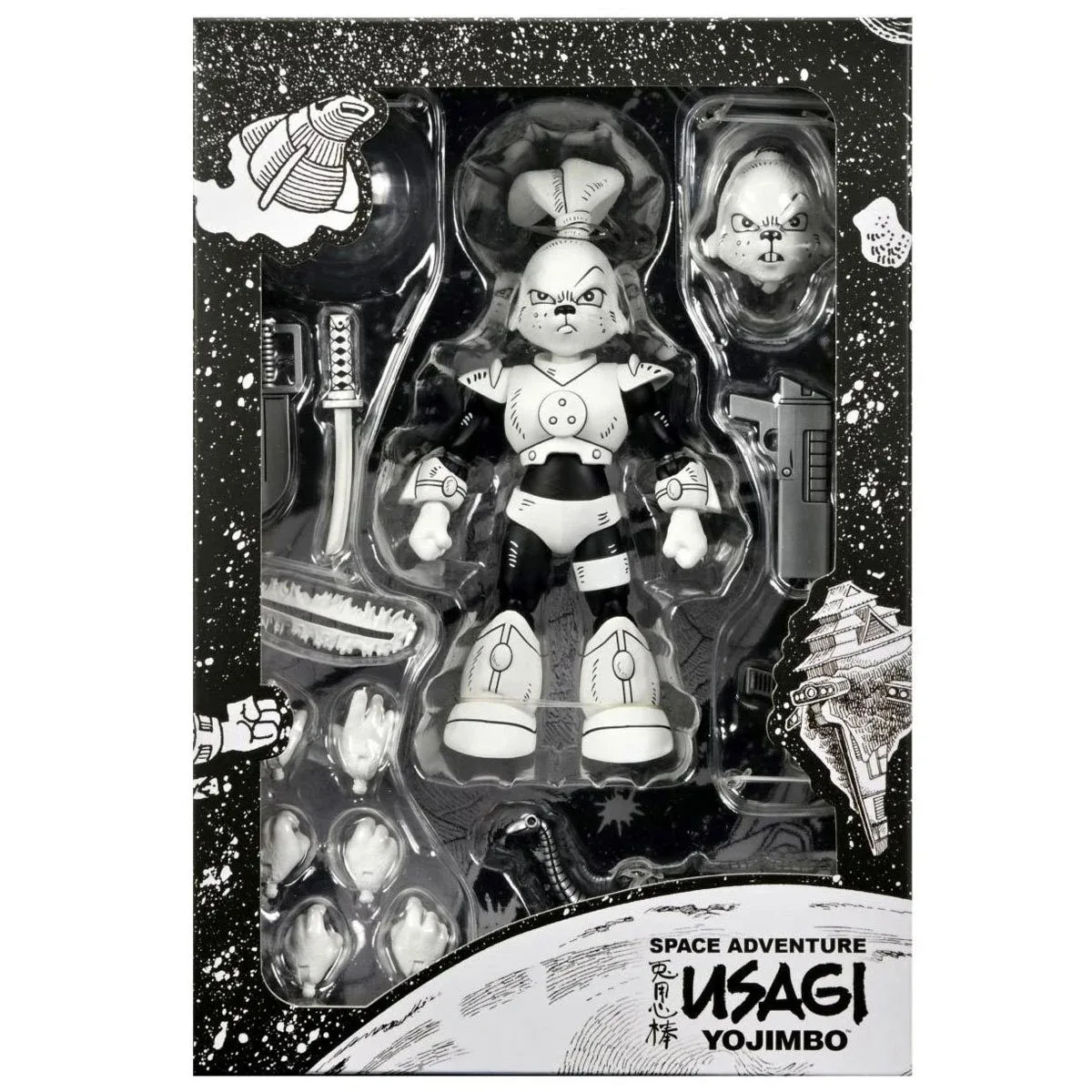 NECA Teenage Mutant Ninja Turtles (Cartoon) Usagi Yojimbo Space Adventure Usagi Yojimbo Black & White 7-Inch Scale Action Figure