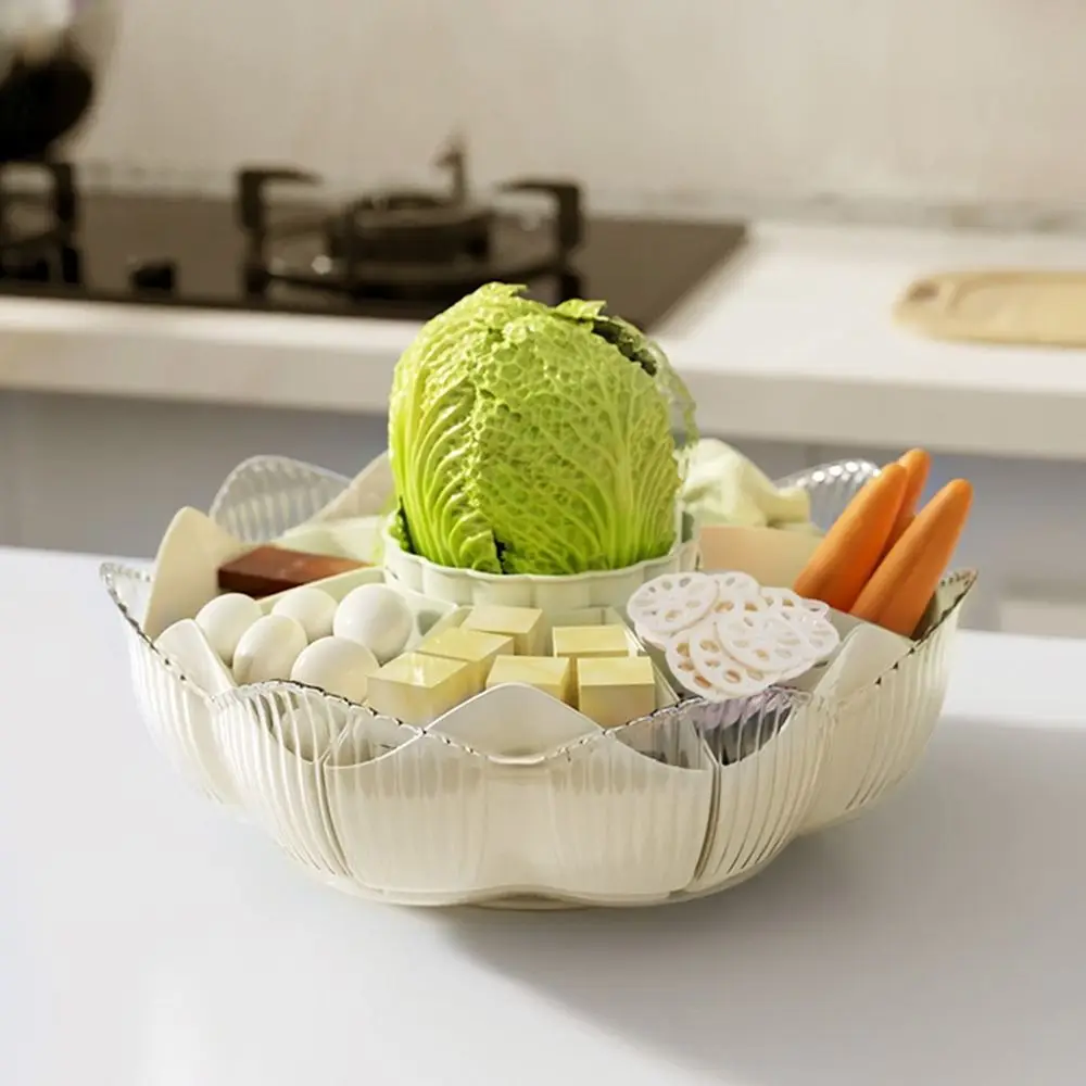 Plastic 8 Grids Hot Pot Tray Rotatable Detachable Vegetable Fruit Drain Basket Large Capacity Divided Serving Tray Restaurant