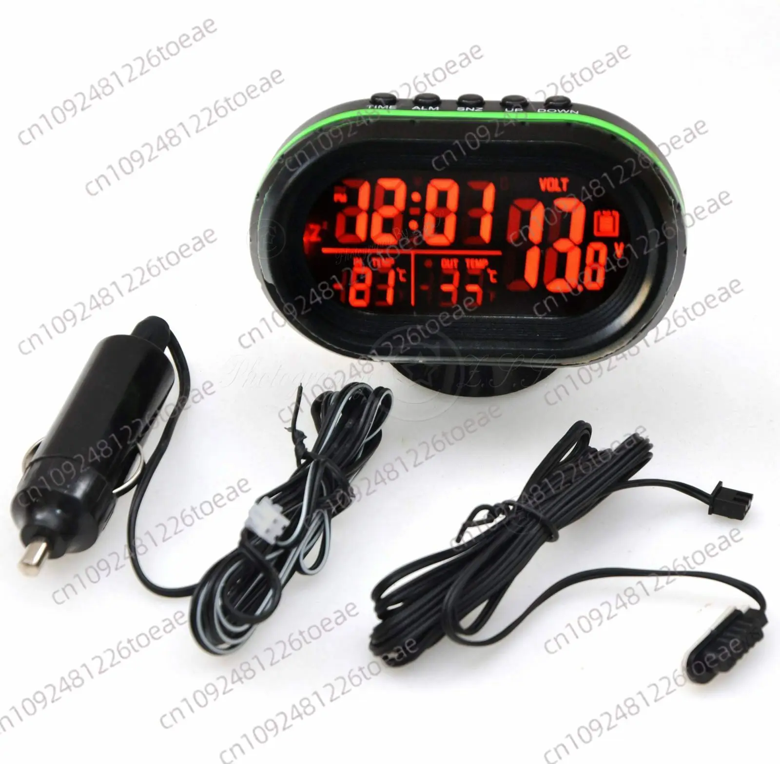 Car Digital LED Clock Battery Voltmeter Thermometer DC 12V-24V Voltage Monitor