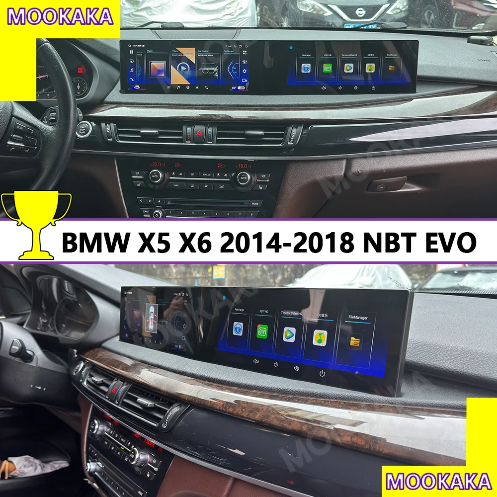 

21" Dual screen Android13 For BMW X5 X6 2014-2018 NBT EVO Car Radio GPS Navi Multimedia Player Head Unit Carplay Andriod Auto BT