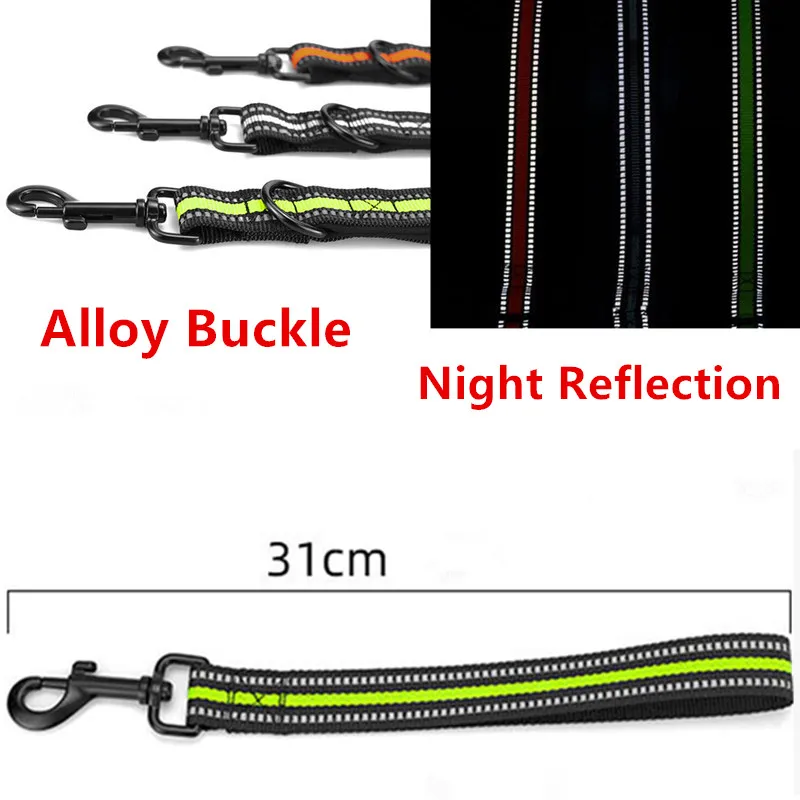 Dog Leash Reflective Short Dogs Leash Nylon Leashes for Dog Walking Rope Diving Material Dogs Leashes Car Safety Belt Pet Chain