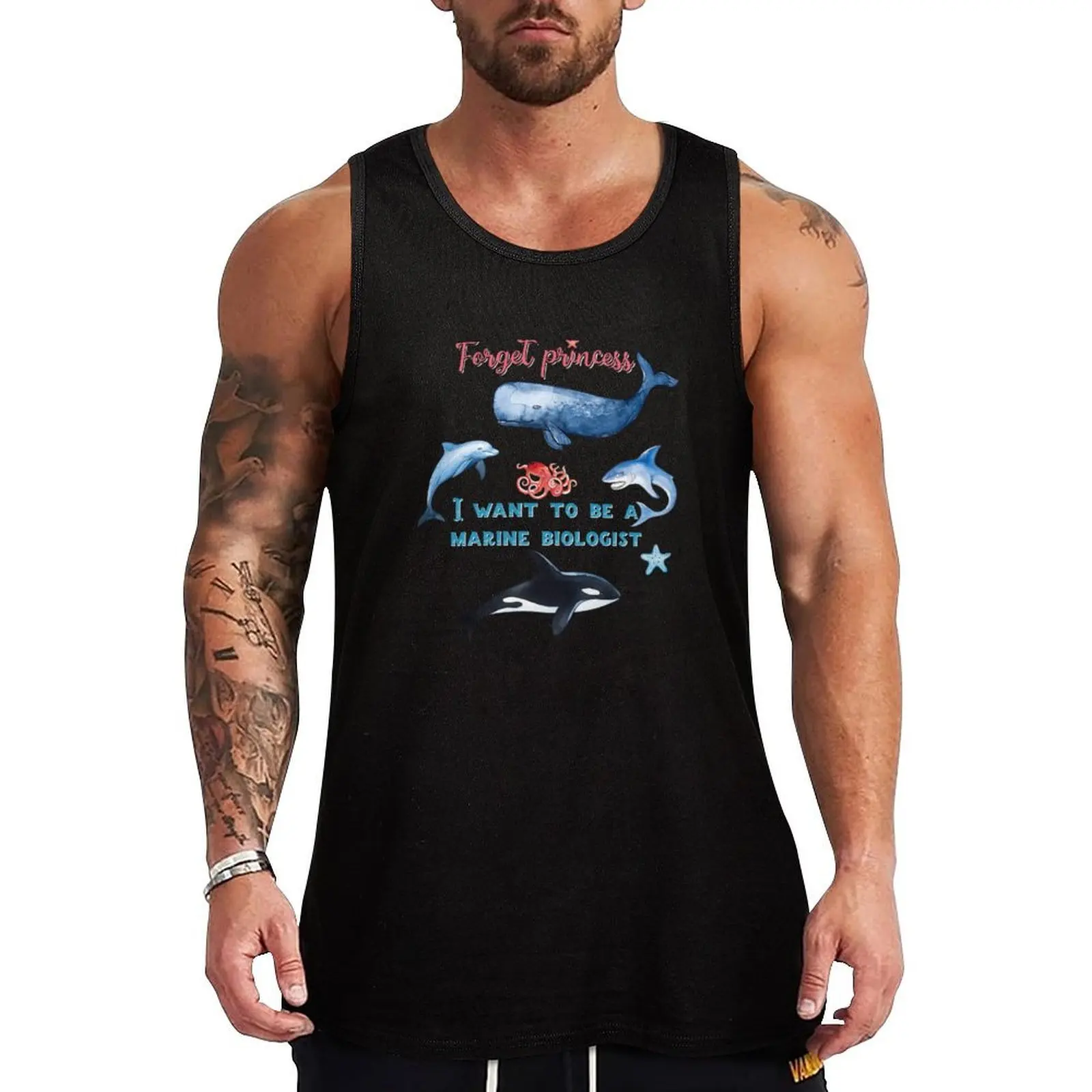 

Forget Princess I Want To Be A Marine Biologist Tank Top Durable Work Tank Top Outdoor Utility Sleeveless Shirt