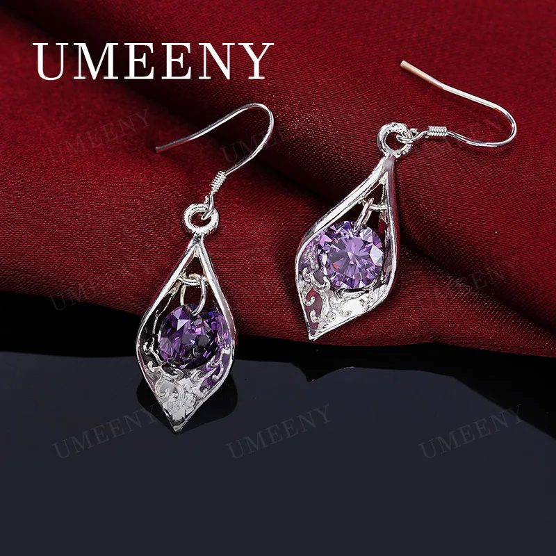 

Изысканные серьги из стерлингового серебра 925 пробы с фиолетовым цирконом — женские украшения для вечеринок и свадебные модные аксессуары