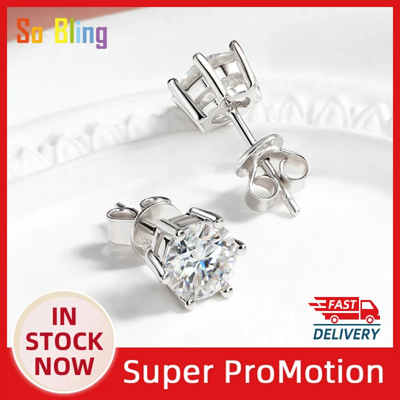 

925 Sterling Silver Earrings For Women's Elegant Fine Zirconia Earring Bridal Wedding Engagement Fashionable And Classic 6-Claws