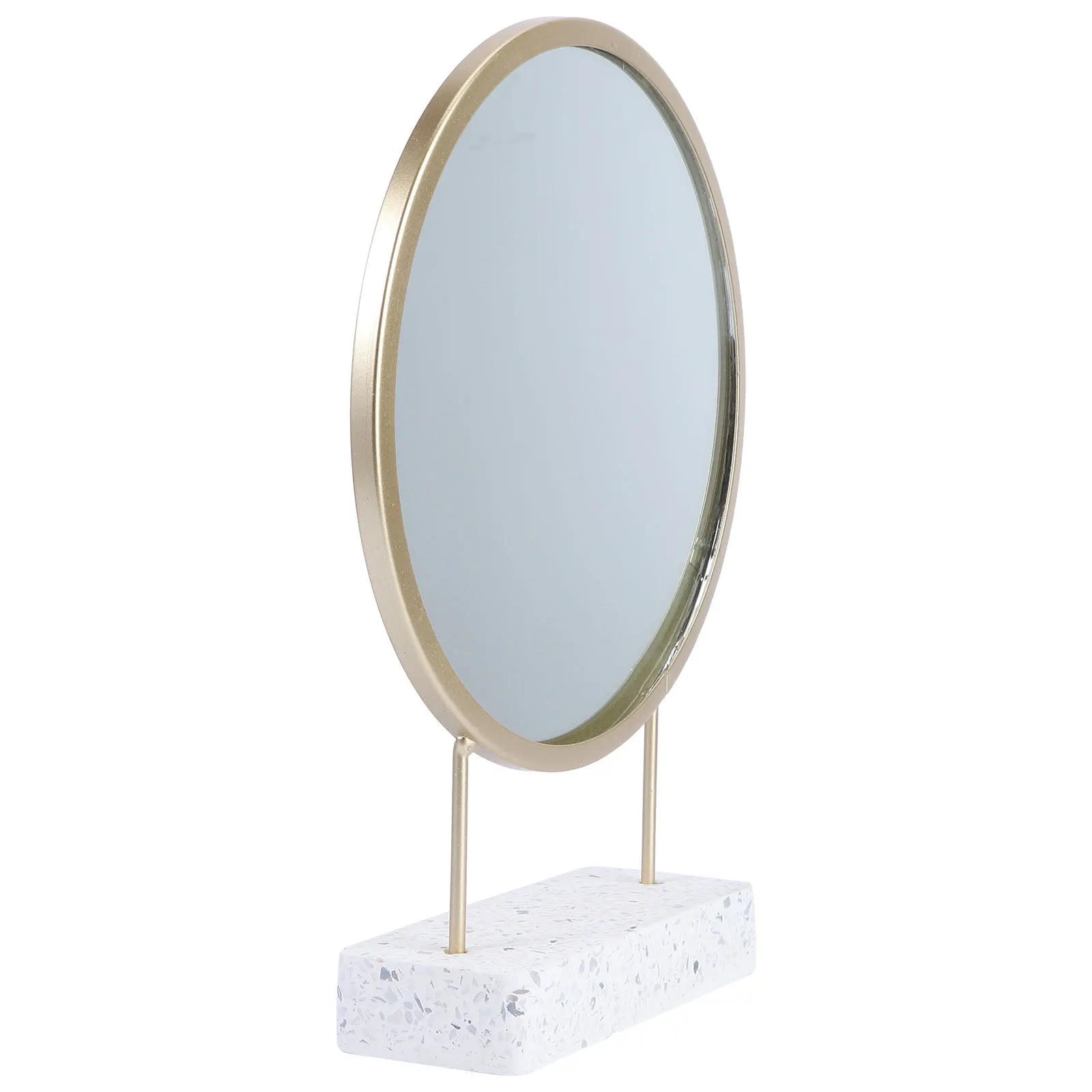 

Countertop Makeup Mirror Golden Metal Frame Glass Desktop Vanity for Bedroom Bathroom Decorative Multifunction Table Mirror