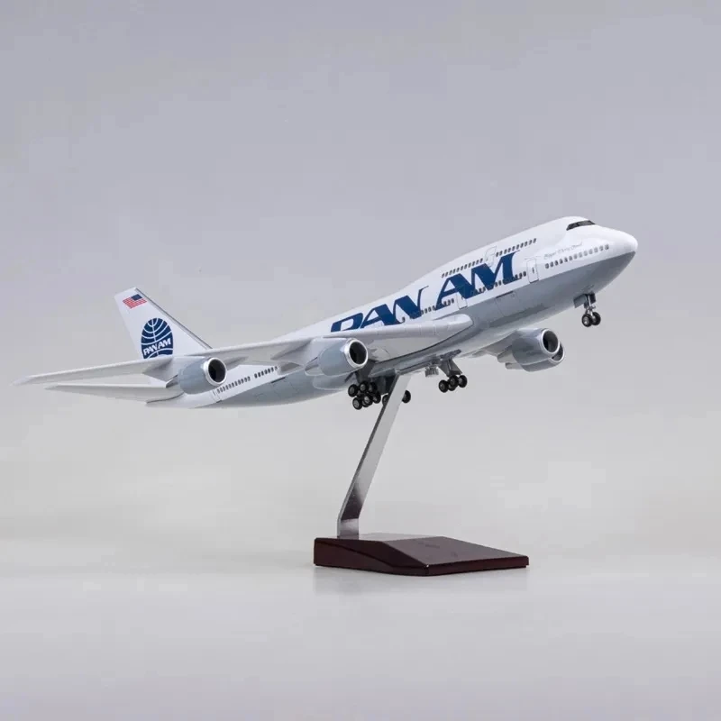 

47cm 1/150 Scale Airplane B747 Aircraft PAN AM Airline Model W Light and Wheel Diecast Resin Plane For Collection Display Toy