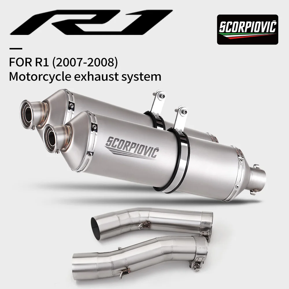 

Slip On For YZF R1 MT-10 R1M T128 2009-2014 Motorcycle Exhaust Escape Moto Modified Muffler Systems Middle Link Pipe DB Killer