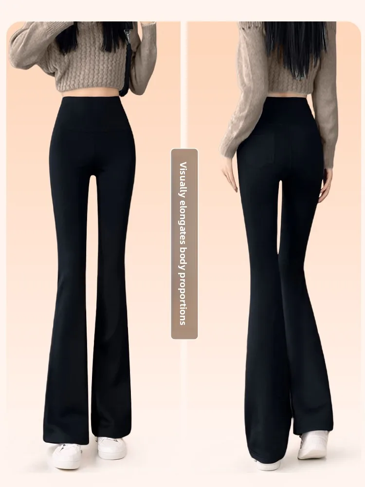 Bla Pantaloni svasati in pelle arca Capispalla da donna Pantaloni da yoga a vita alta Autunno Inverno Fce Gamba larga Campana Bot