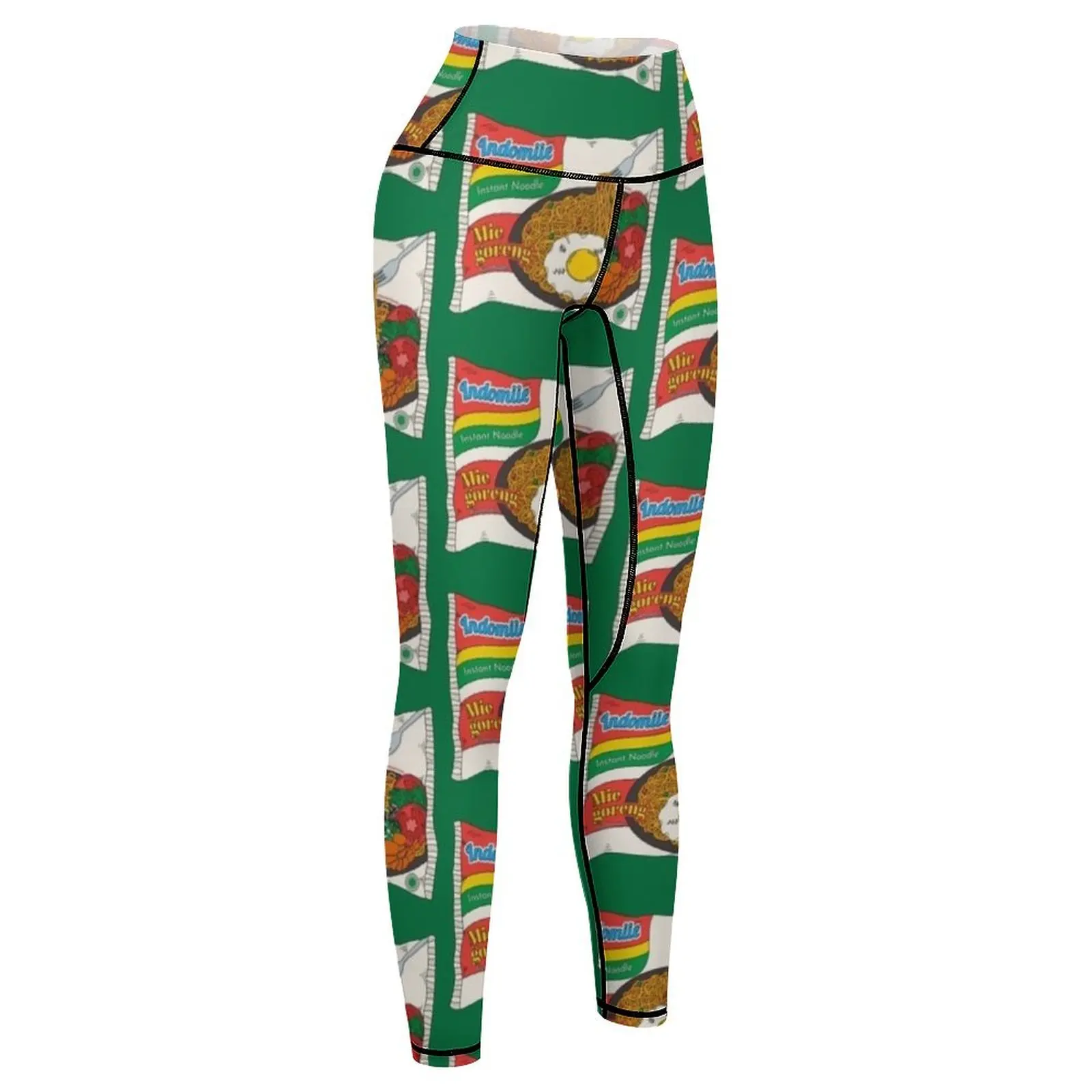 Indomiie-mallas de deporte para mujer, Leggings de Fideos Fritos, color verde, con huevo especial, para gimnasio