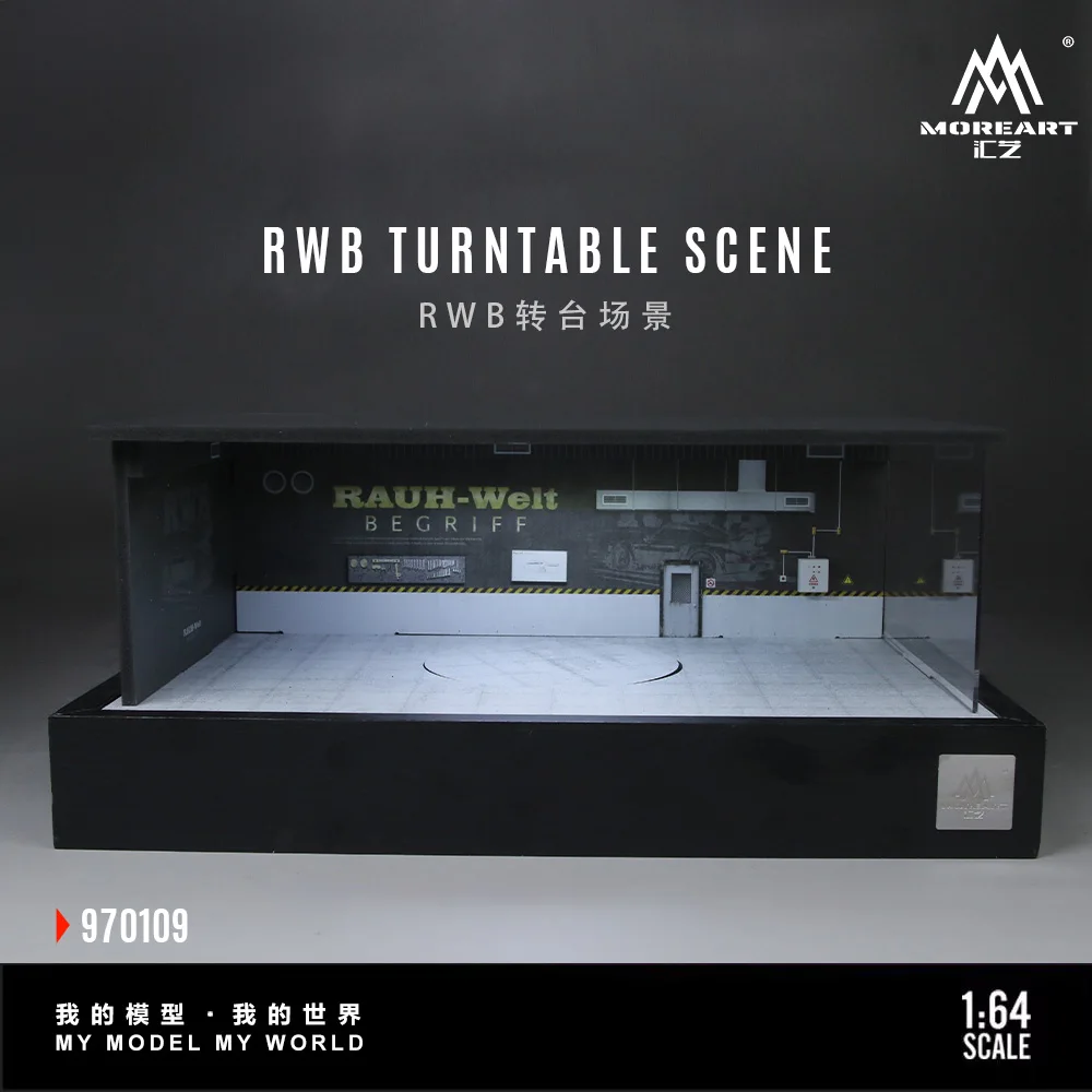 MoreArt 1:64 RWB Drehbare Plattform Diorama-Modell Realistische Simulations-Drehscheibe für die Präsentation von Modellautos zum Sammeln